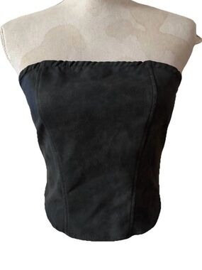 NWT PRETTY LITTLE THING Women's Faux Leather Tube Top Bandeau Strapless Sz 0